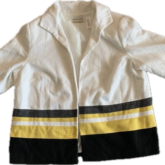 Alfred Dunner White and Yellow Blazer with Bold Stripes - Picture 1 of 4